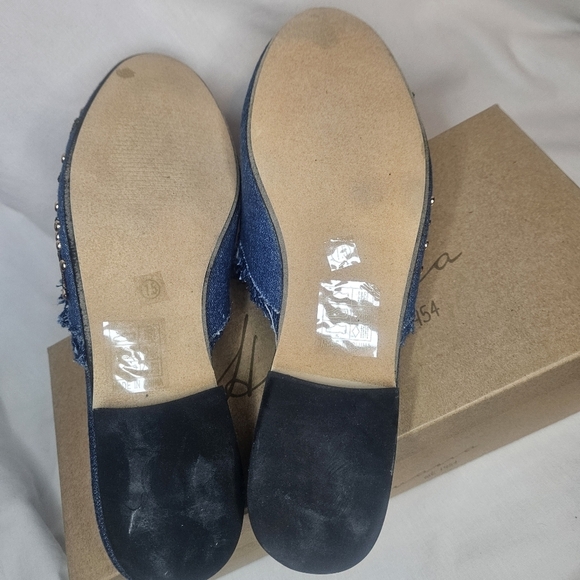 Vintage Havanah Rose Blue Denim Embroidered Floral Mules / Slides 7.5 NWT RARE - Picture 5 of 7